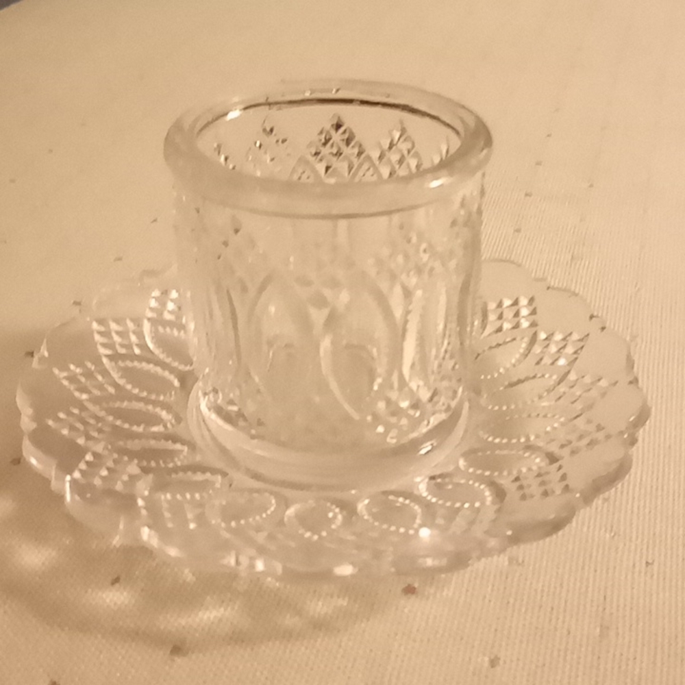 US Glass Co No. 15053 - Louisiana - Mustard Pot with Underplate